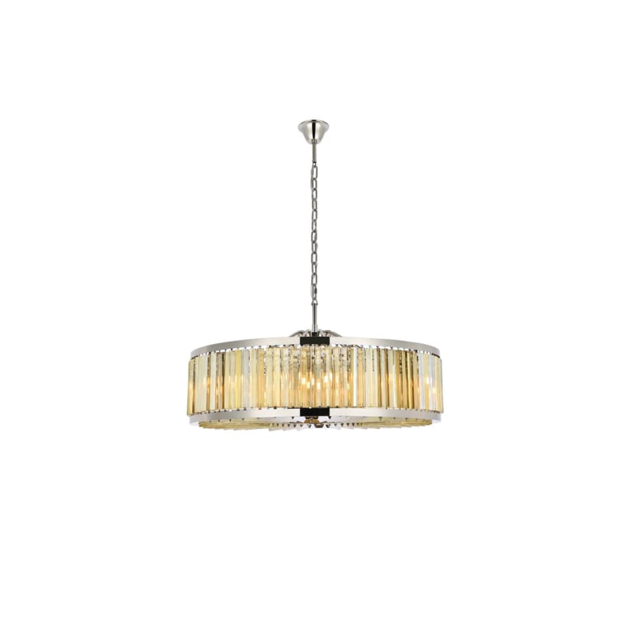 Elegant Lighting Chelsea 10 Light 44" Wide Crystal Drum Chandelier with Golden Teak Royal Cut Crystals