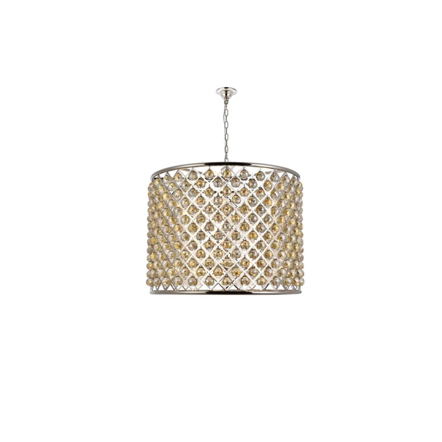 Elegant Lighting Madison 12 Light 36" Wide Crystal Drum Chandelier with Golden Teak Royal Cut Crystals
