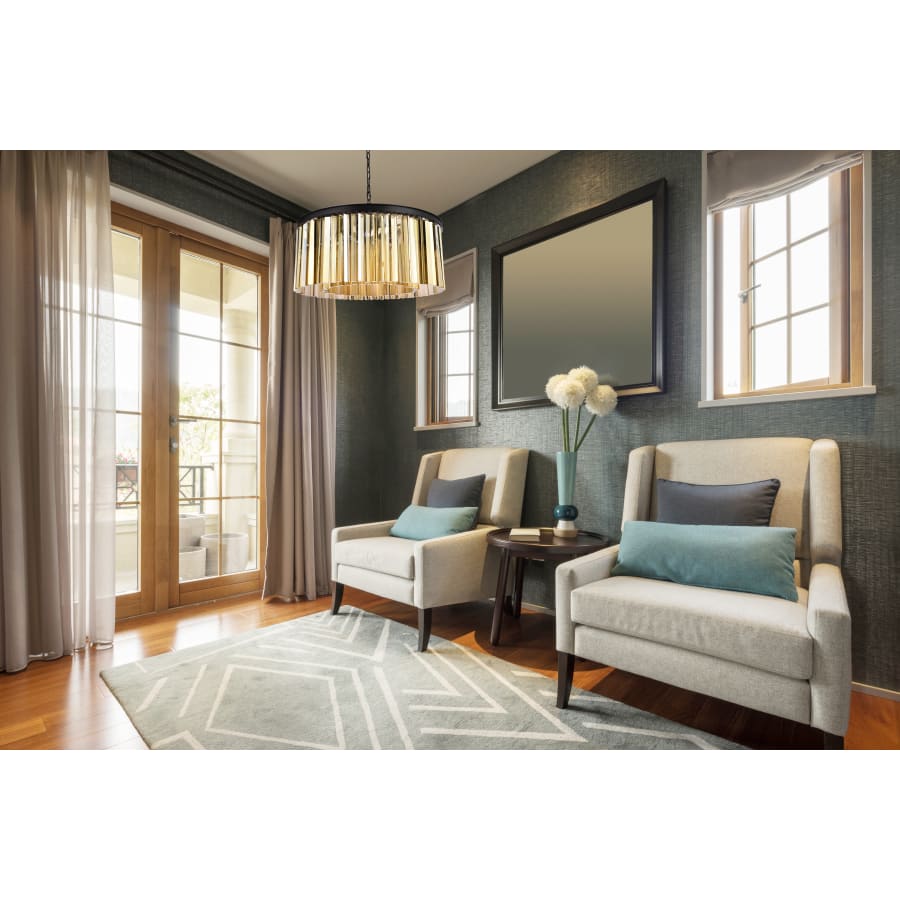 Elegant Lighting Sydney 8 Light 32" Wide Crystal Drum Chandelier with Golden Teak Royal Cut Crystals