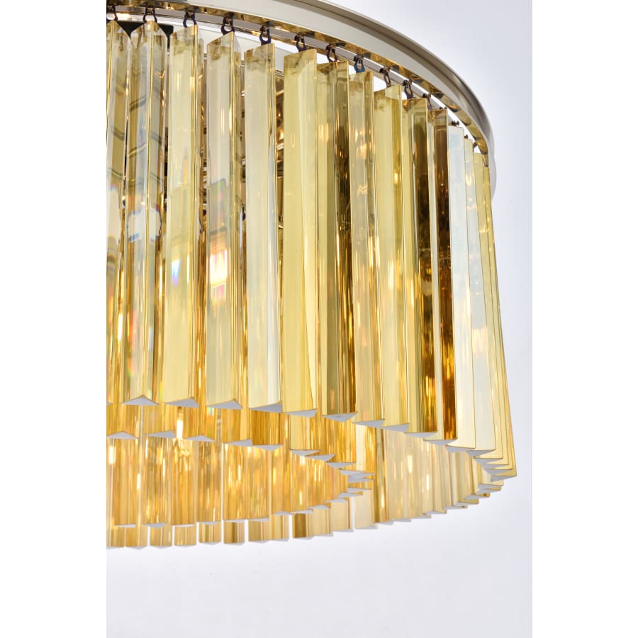 Elegant Lighting Sydney 8 Light 32" Wide Crystal Drum Chandelier with Golden Teak Royal Cut Crystals