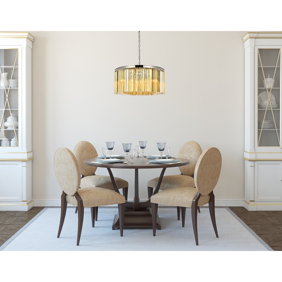 Elegant Lighting Sydney 8 Light 32" Wide Crystal Drum Chandelier with Golden Teak Royal Cut Crystals