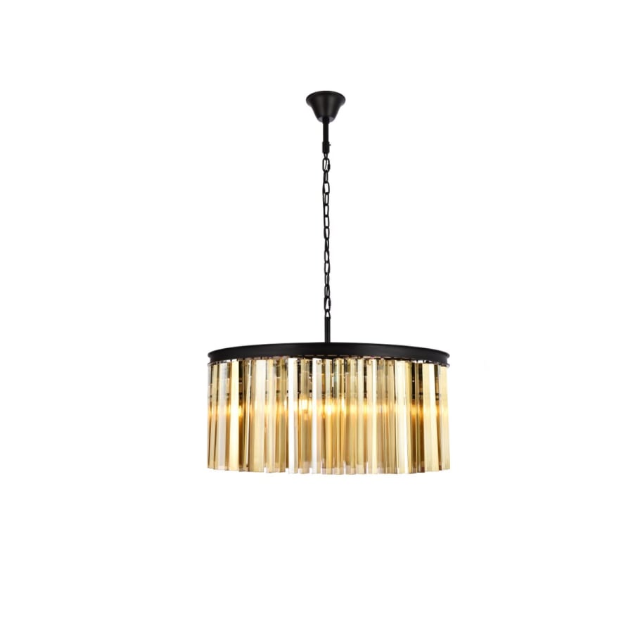 Elegant Lighting Sydney 8 Light 32" Wide Crystal Drum Chandelier with Golden Teak Royal Cut Crystals