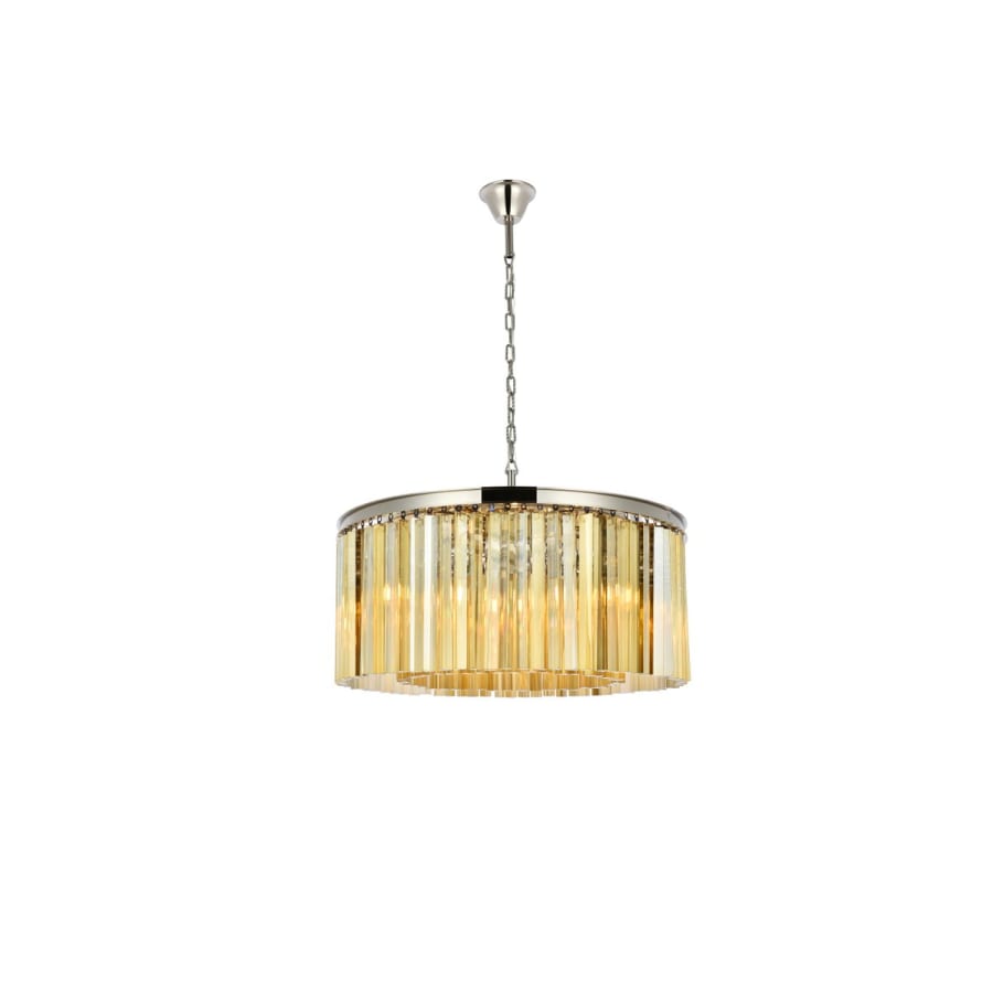 Elegant Lighting Sydney 8 Light 32" Wide Crystal Drum Chandelier with Golden Teak Royal Cut Crystals
