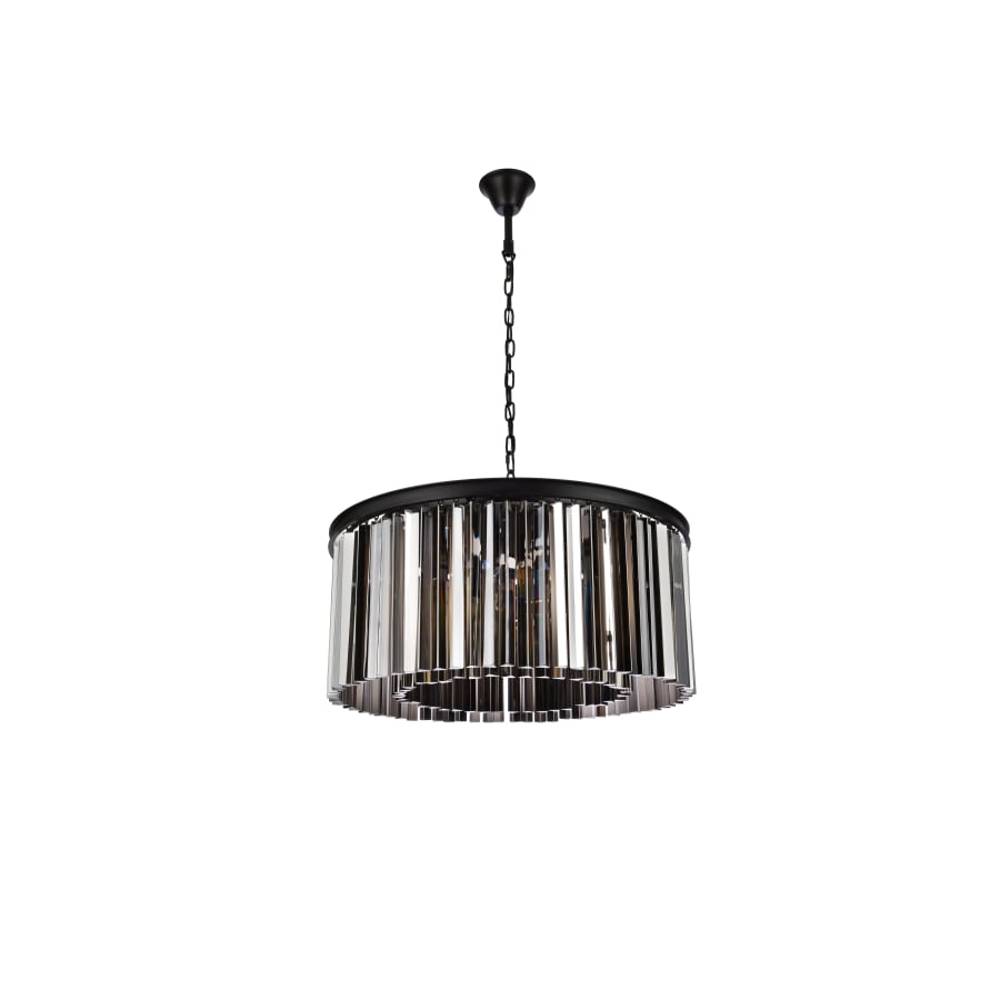 Elegant Lighting Sydney 8 Light 32" Wide Crystal Drum Chandelier with Silver Shade Royal Cut Crystals