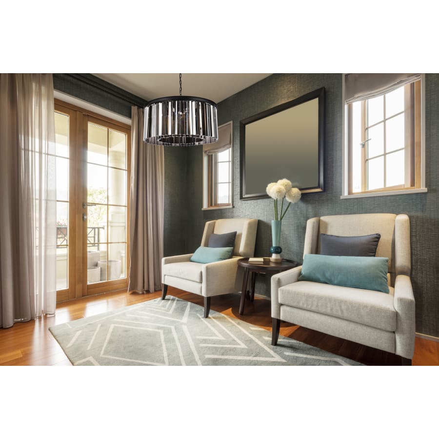 Elegant Lighting Sydney 8 Light 32" Wide Crystal Drum Chandelier with Silver Shade Royal Cut Crystals