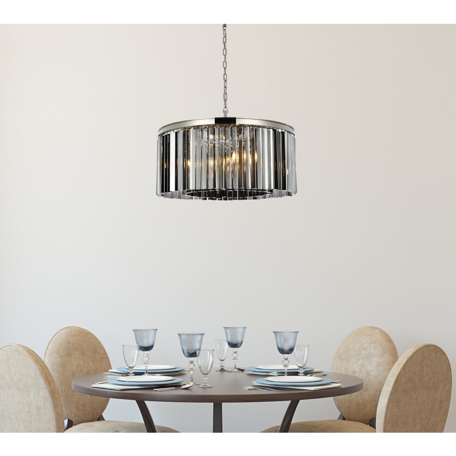 Elegant Lighting Sydney 8 Light 32" Wide Crystal Drum Chandelier with Silver Shade Royal Cut Crystals