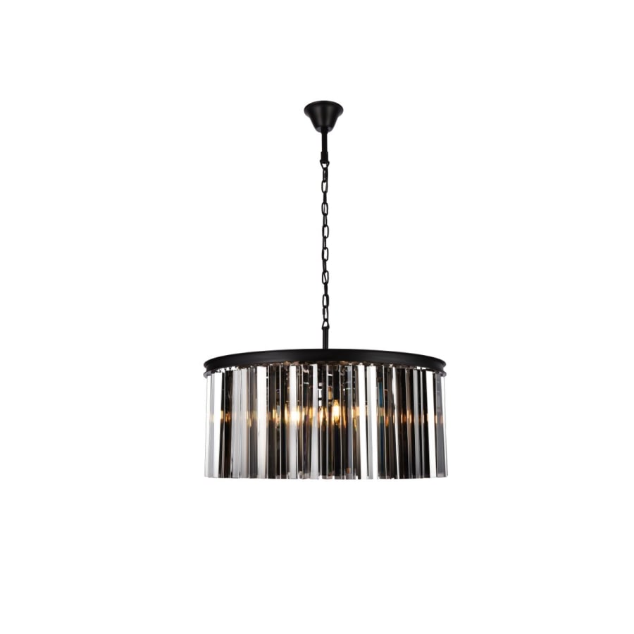 Elegant Lighting Sydney 8 Light 32" Wide Crystal Drum Chandelier with Silver Shade Royal Cut Crystals
