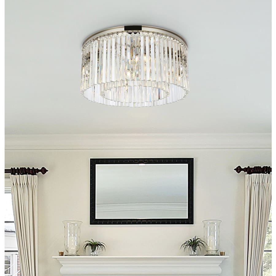 Elegant Lighting Sydney 8 Light 32" Wide Flush Mount Drum Ceiling Fixture with Clear Royal Cut Crystals