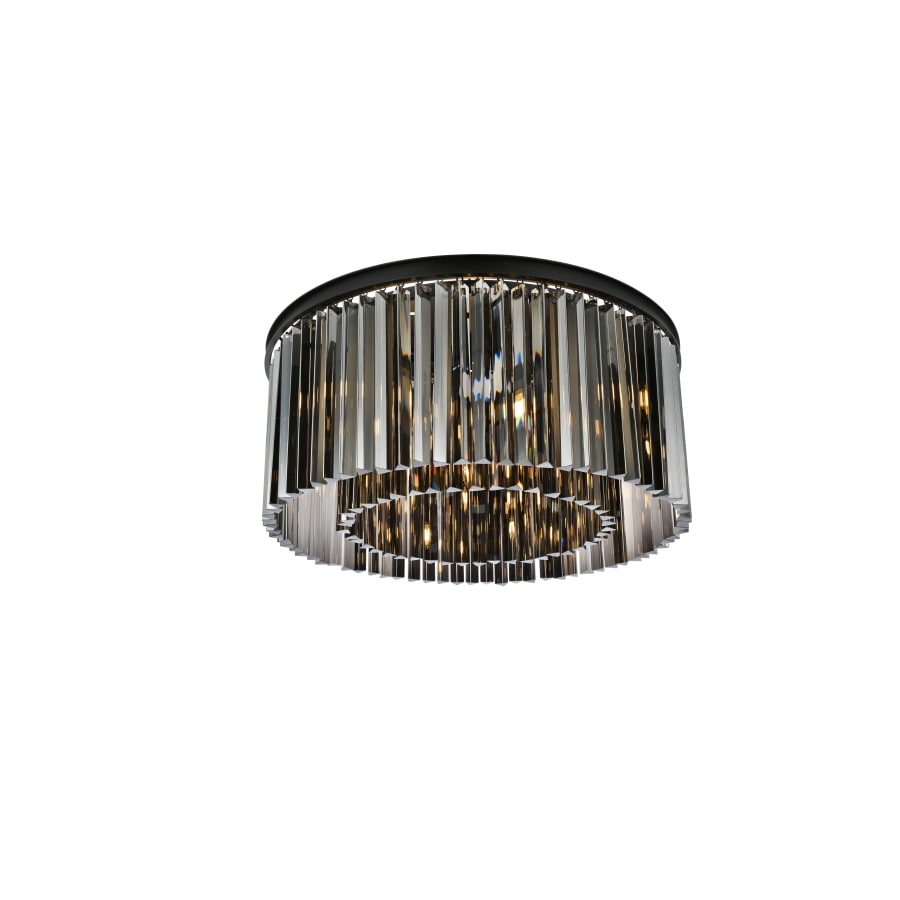 Elegant Lighting Sydney 8 Light 32" Wide Flush Mount Drum Ceiling Fixture with Silver Shade Royal Cut Crystals