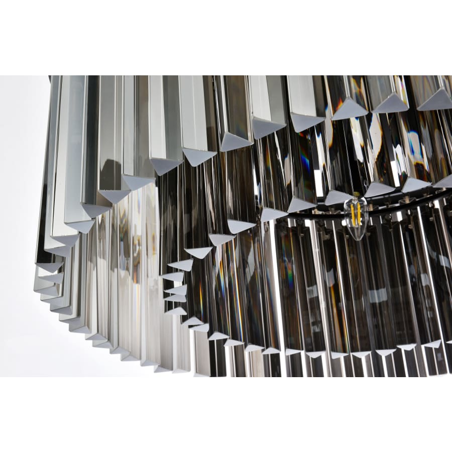 Elegant Lighting Sydney 8 Light 32" Wide Flush Mount Drum Ceiling Fixture with Silver Shade Royal Cut Crystals