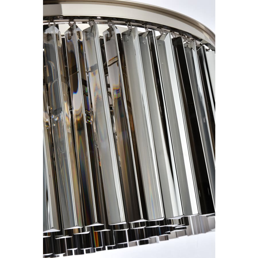 Elegant Lighting Sydney 8 Light 32" Wide Flush Mount Drum Ceiling Fixture with Silver Shade Royal Cut Crystals