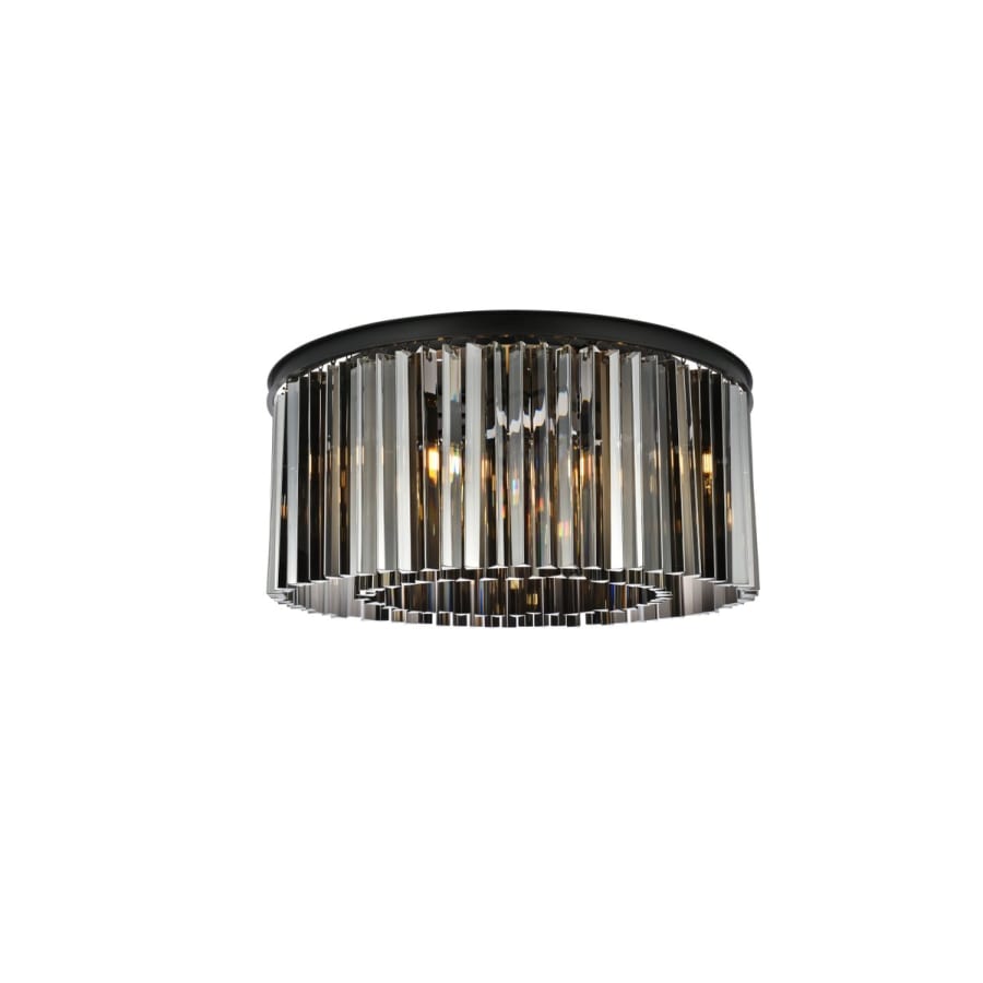 Elegant Lighting Sydney 8 Light 32" Wide Flush Mount Drum Ceiling Fixture with Silver Shade Royal Cut Crystals