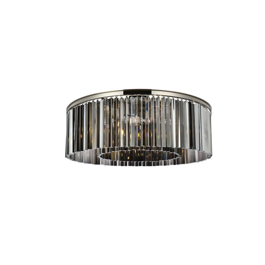 Elegant Lighting Sydney 10 Light 44" Wide Flush Mount Drum Ceiling Fixture with Silver Shade Royal Cut Crystals