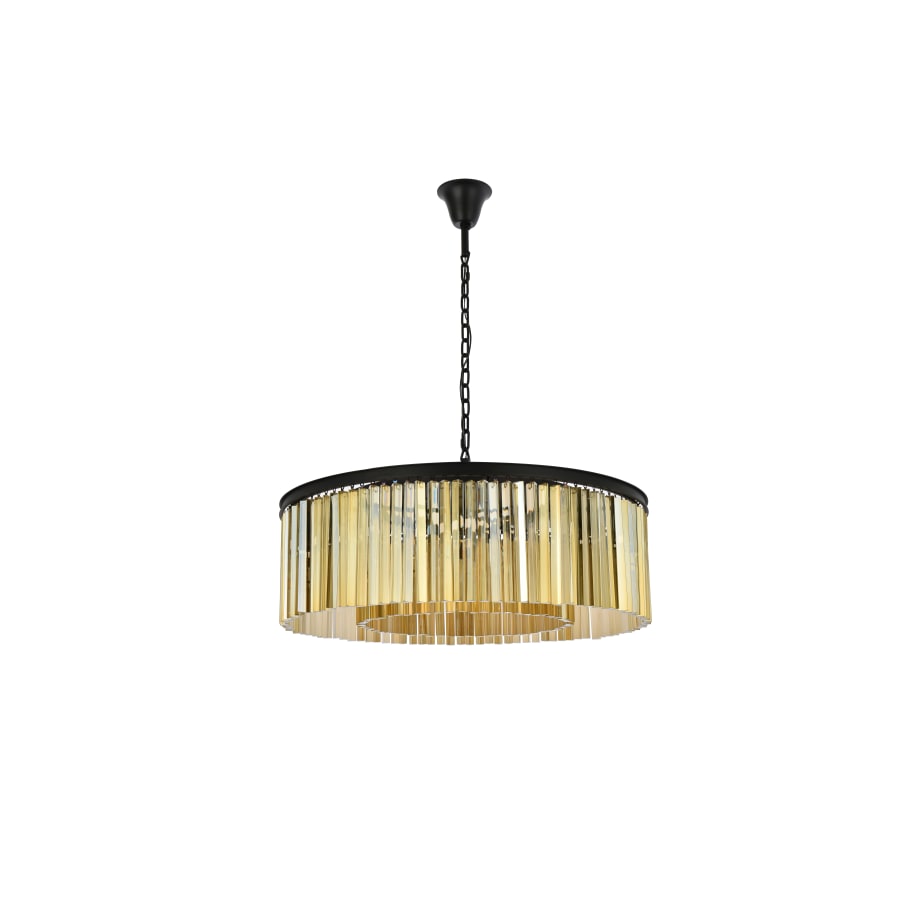 Elegant Lighting Sydney 10 Light 44" Wide Crystal Drum Chandelier with Golden Teak Royal Cut Crystals