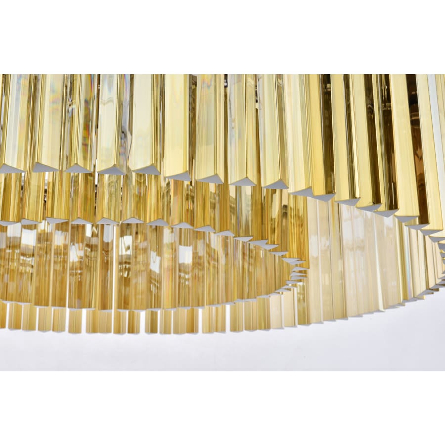 Elegant Lighting Sydney 10 Light 44" Wide Crystal Drum Chandelier with Golden Teak Royal Cut Crystals