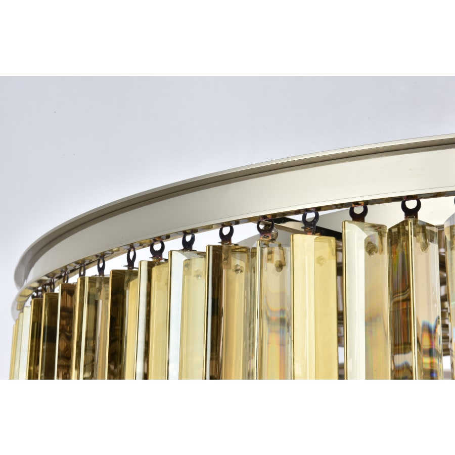 Elegant Lighting Sydney 10 Light 44" Wide Crystal Drum Chandelier with Golden Teak Royal Cut Crystals