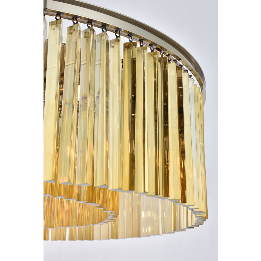 Elegant Lighting Sydney 10 Light 44" Wide Crystal Drum Chandelier with Golden Teak Royal Cut Crystals