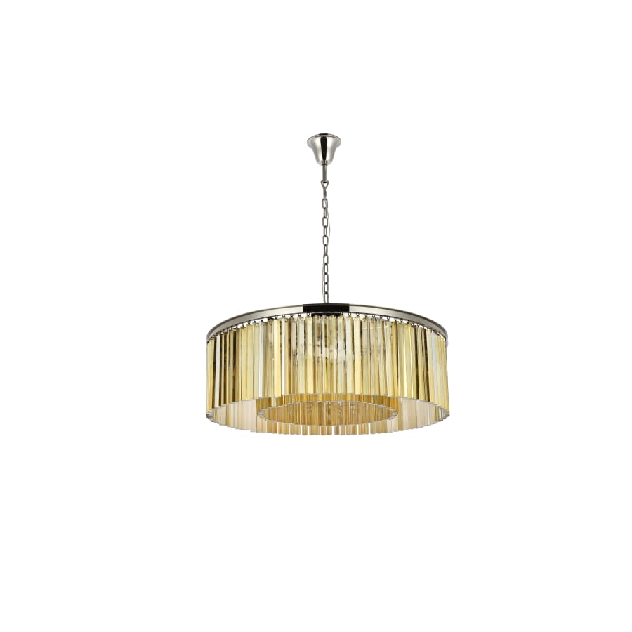 Elegant Lighting Sydney 10 Light 44" Wide Crystal Drum Chandelier with Golden Teak Royal Cut Crystals