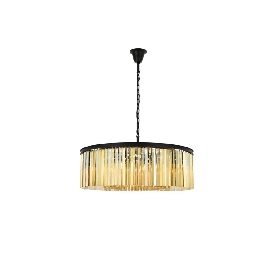 Elegant Lighting Sydney 10 Light 44" Wide Crystal Drum Chandelier with Golden Teak Royal Cut Crystals