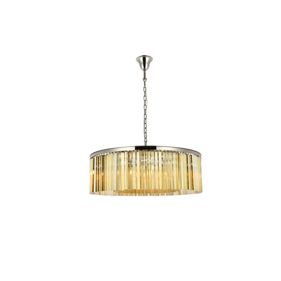 Elegant Lighting Sydney 10 Light 44" Wide Crystal Drum Chandelier with Golden Teak Royal Cut Crystals