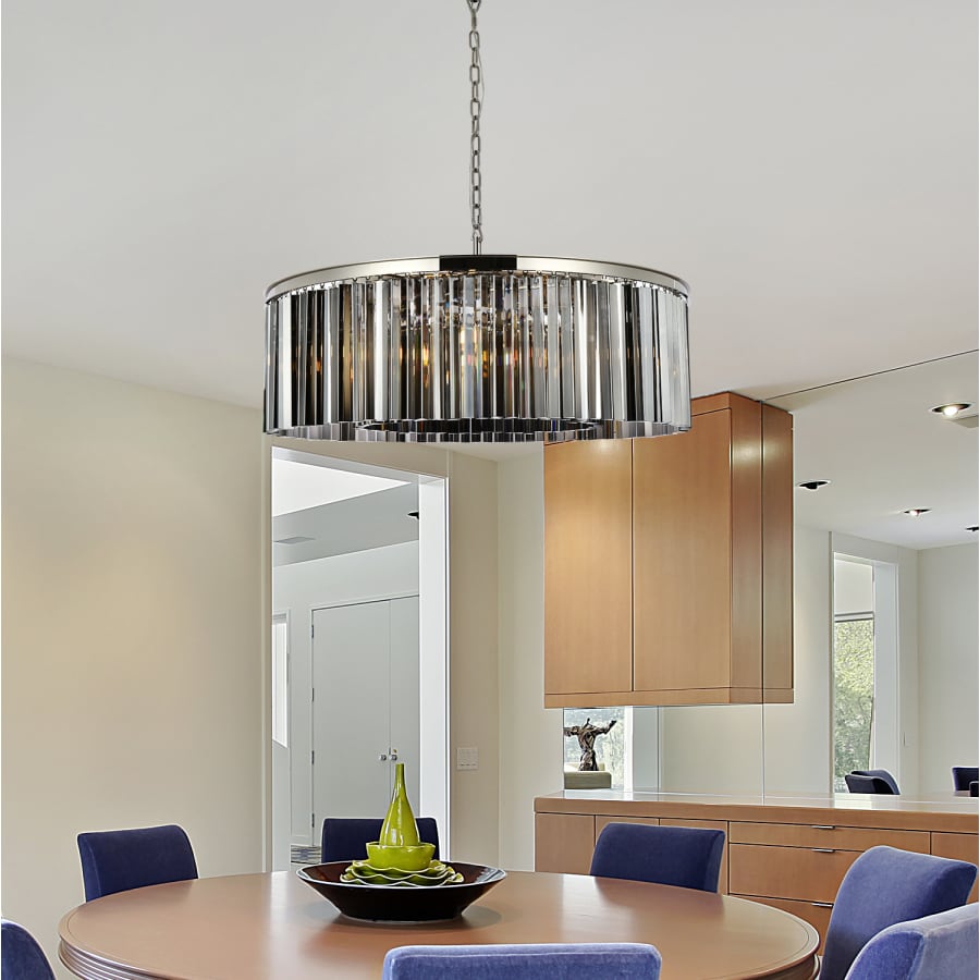 Elegant Lighting Sydney 10 Light 44" Wide Crystal Drum Chandelier with Silver Shade Royal Cut Crystals