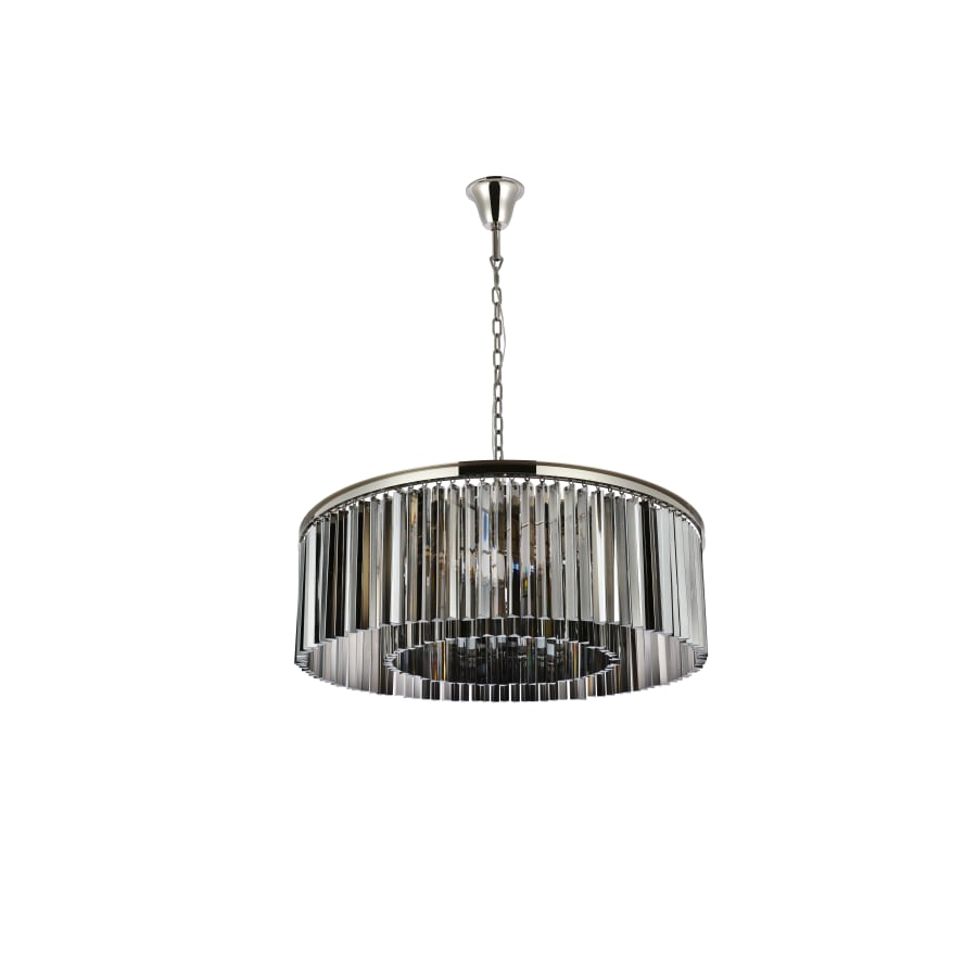 Elegant Lighting Sydney 10 Light 44" Wide Crystal Drum Chandelier with Silver Shade Royal Cut Crystals