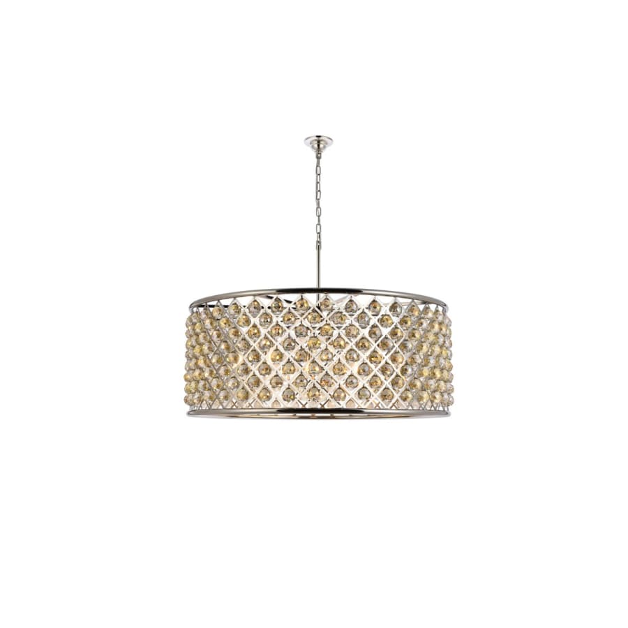 Elegant Lighting Madison 10 Light 44" Wide Crystal Drum Chandelier with Golden Teak Royal Cut Crystals