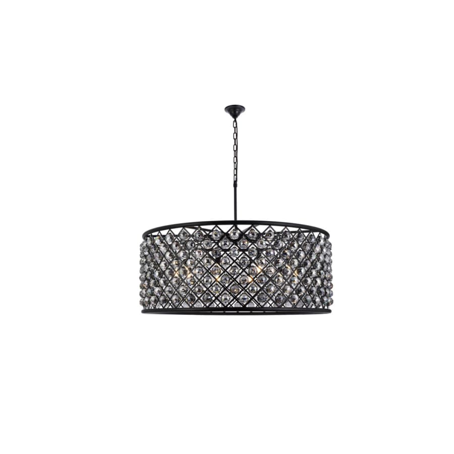 Elegant Lighting Madison 10 Light 44" Wide Crystal Drum Chandelier with Silver Shade Royal Cut Crystals