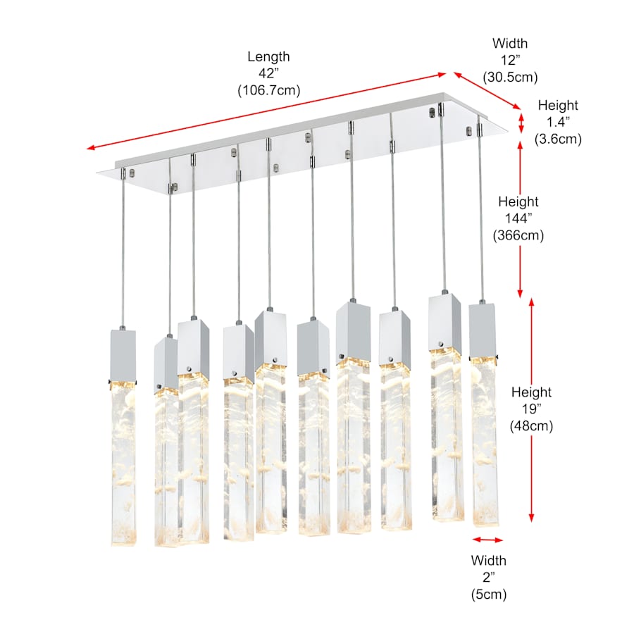 Elegant Lighting Aurora 42" Wide Crystal Linear Pendant