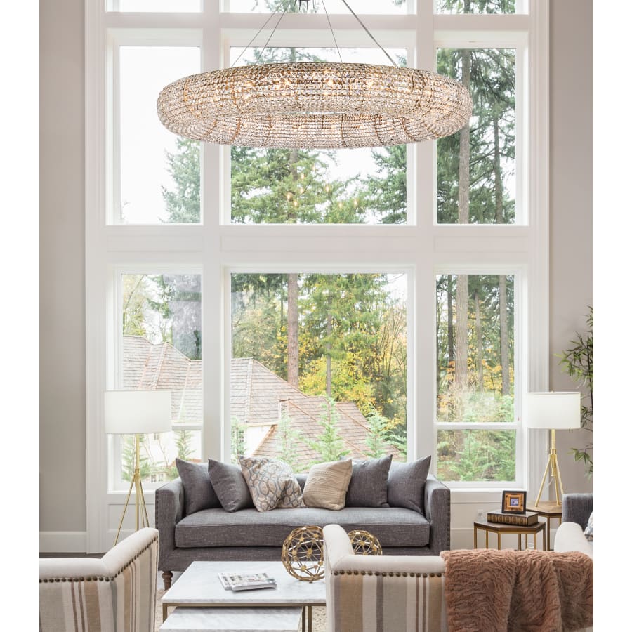 Elegant Lighting Paris 24 Light 59" Wide Crystal Ring Chandelier with Clear Royal Cut Crystals