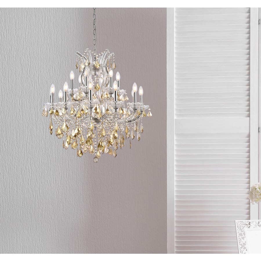 Elegant Lighting Maria Theresa 19 Light 30" Wide Crystal Chandelier with Golden Teak Royal Cut Crystals