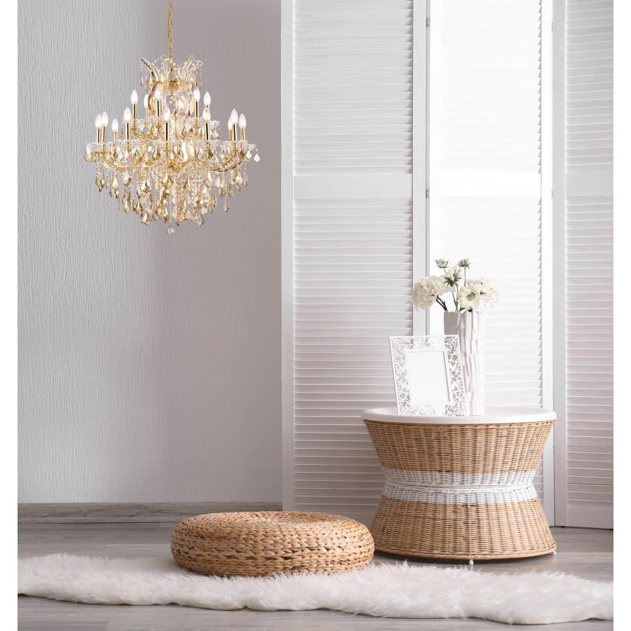 Elegant Lighting Maria Theresa 19 Light 30" Wide Crystal Chandelier with Golden Teak Royal Cut Crystals