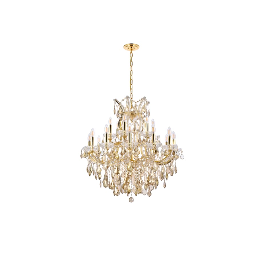 Elegant Lighting Maria Theresa 19 Light 30" Wide Crystal Chandelier with Golden Teak Royal Cut Crystals