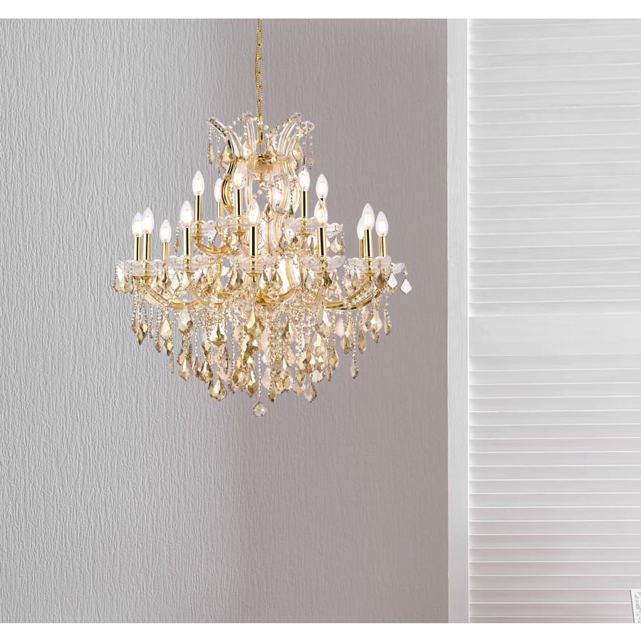 Elegant Lighting Maria Theresa 19 Light 30" Wide Crystal Chandelier with Golden Teak Royal Cut Crystals