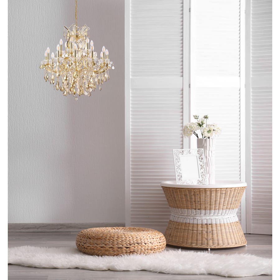 Elegant Lighting Maria Theresa 19 Light 30" Wide Crystal Chandelier with Golden Teak Royal Cut Crystals