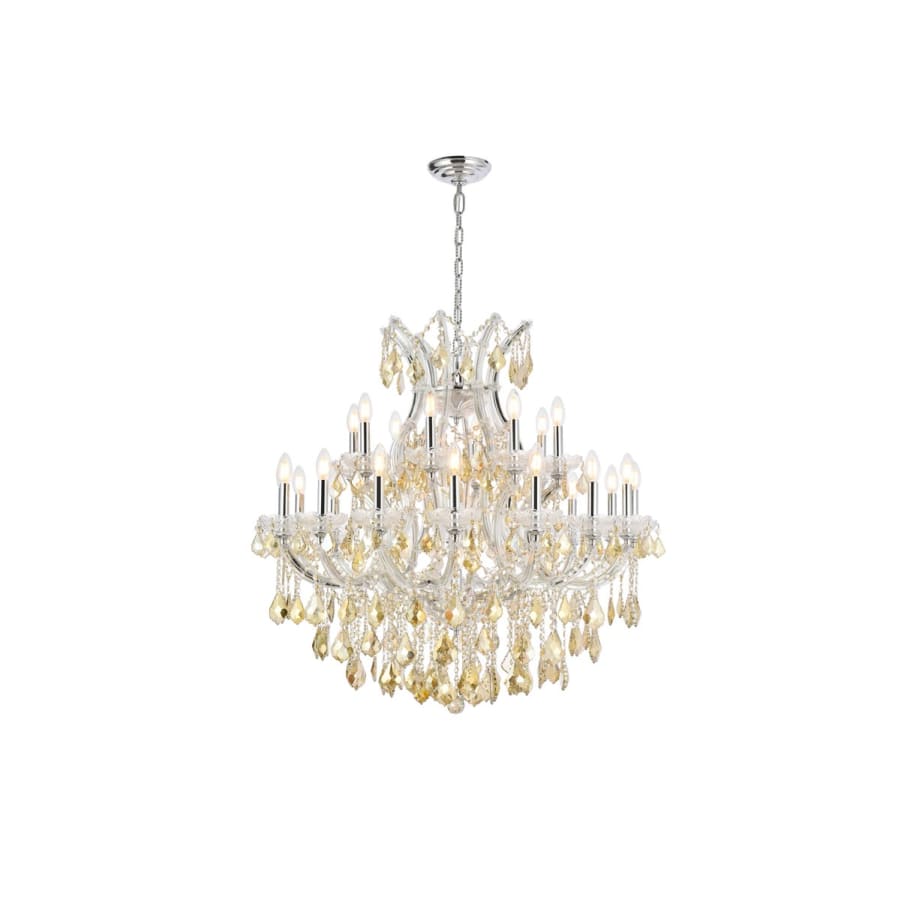 Elegant Lighting Maria Theresa 24 Light 36" Wide Crystal Chandelier with Golden Teak Royal Cut Crystals