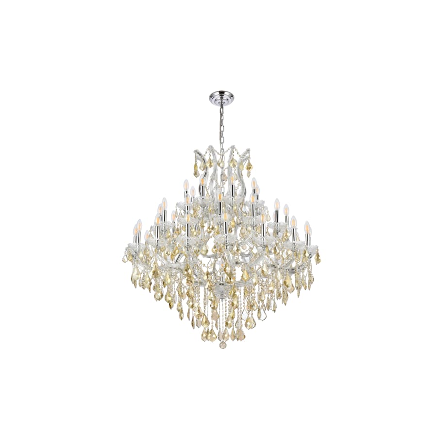 Elegant Lighting Maria Theresa 37 Light 44" Wide Crystal Chandelier with Golden Teak Royal Cut Crystals