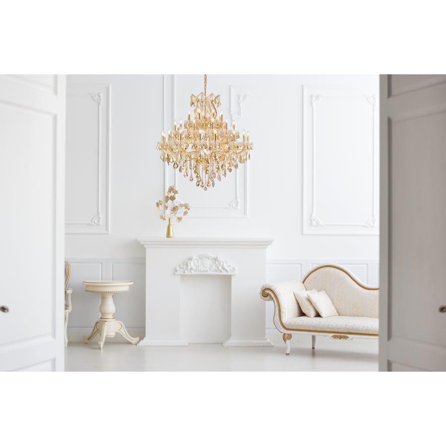 Elegant Lighting Maria Theresa 37 Light 44" Wide Crystal Chandelier with Golden Teak Royal Cut Crystals