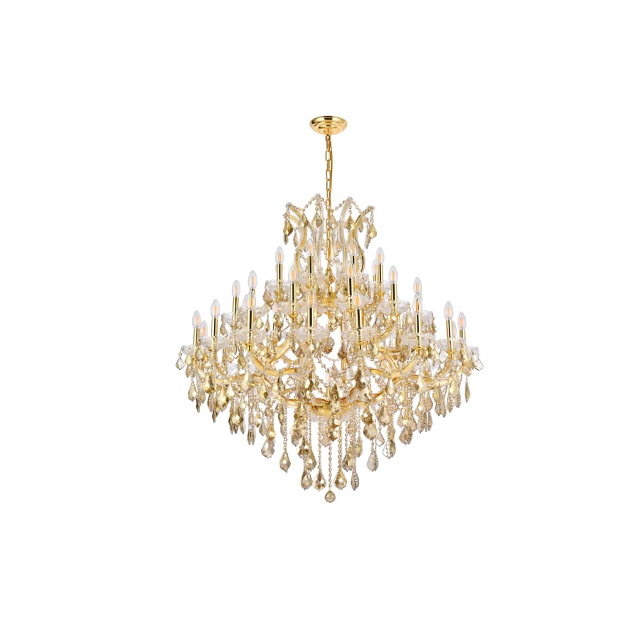 Elegant Lighting Maria Theresa 37 Light 44" Wide Crystal Chandelier with Golden Teak Royal Cut Crystals