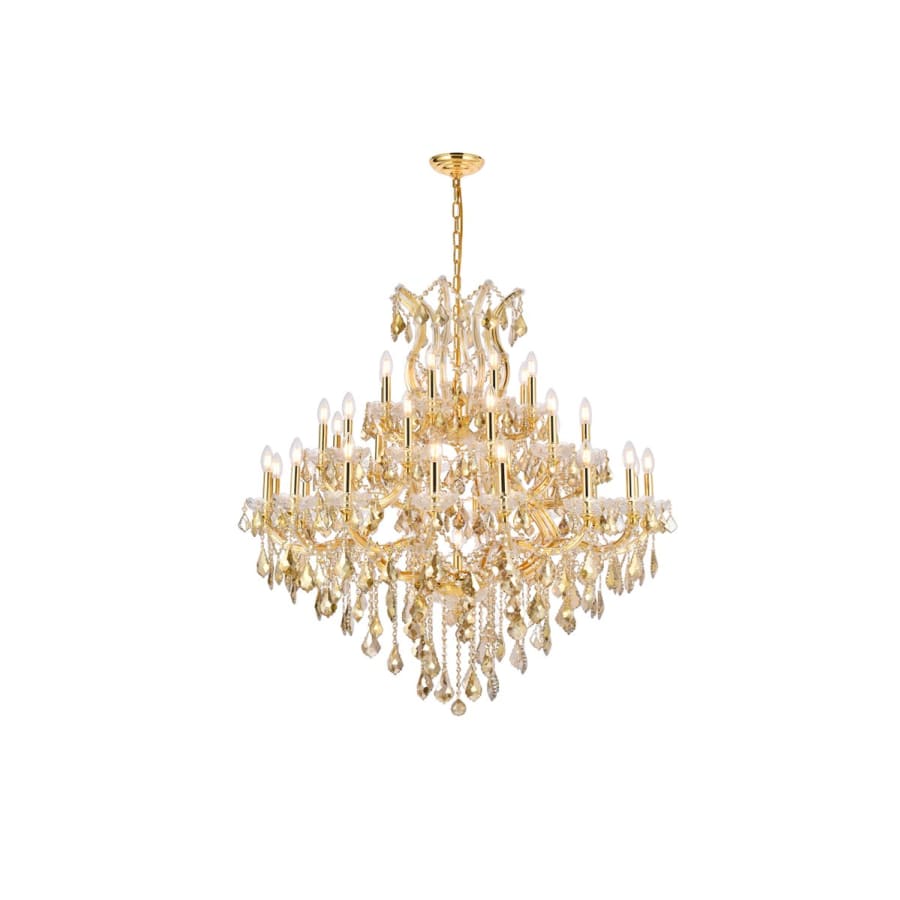 Elegant Lighting Maria Theresa 37 Light 44" Wide Crystal Chandelier with Golden Teak Royal Cut Crystals