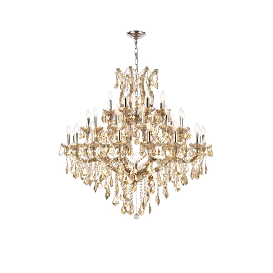 Elegant Lighting Maria Theresa 37 Light 44" Wide Crystal Chandelier with Golden Teak Royal Cut Crystals