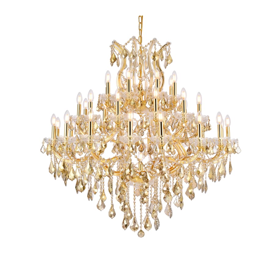 Elegant Lighting Maria Theresa 37 Light 44" Wide Crystal Chandelier with Golden Teak Royal Cut Crystals
