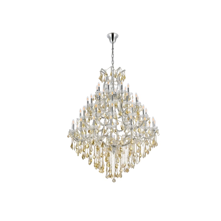 Elegant Lighting Maria Theresa 49 Light 46" Wide Crystal Chandelier with Golden Teak Royal Cut Crystals
