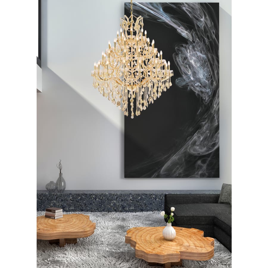 Elegant Lighting Maria Theresa 49 Light 46" Wide Crystal Chandelier with Golden Teak Royal Cut Crystals