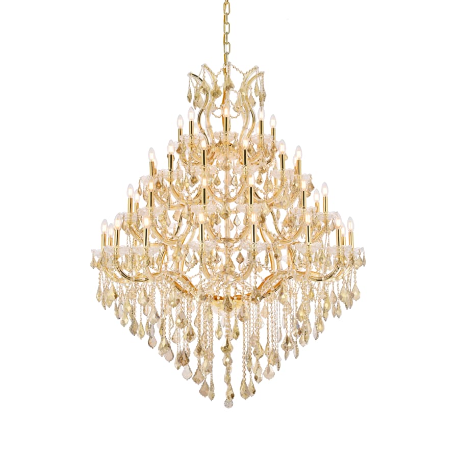 Elegant Lighting Maria Theresa 49 Light 46" Wide Crystal Chandelier with Golden Teak Royal Cut Crystals