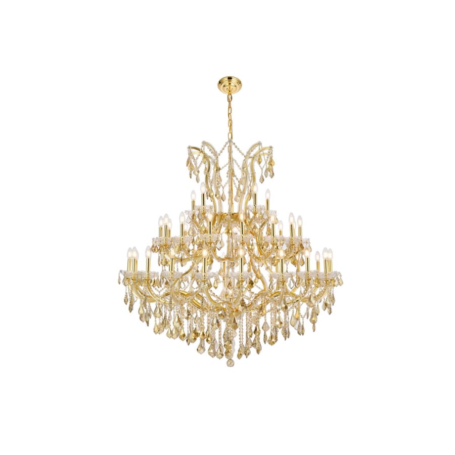 Elegant Lighting Maria Theresa 41 Light 52" Wide Crystal Chandelier with Golden Teak Royal Cut Crystals