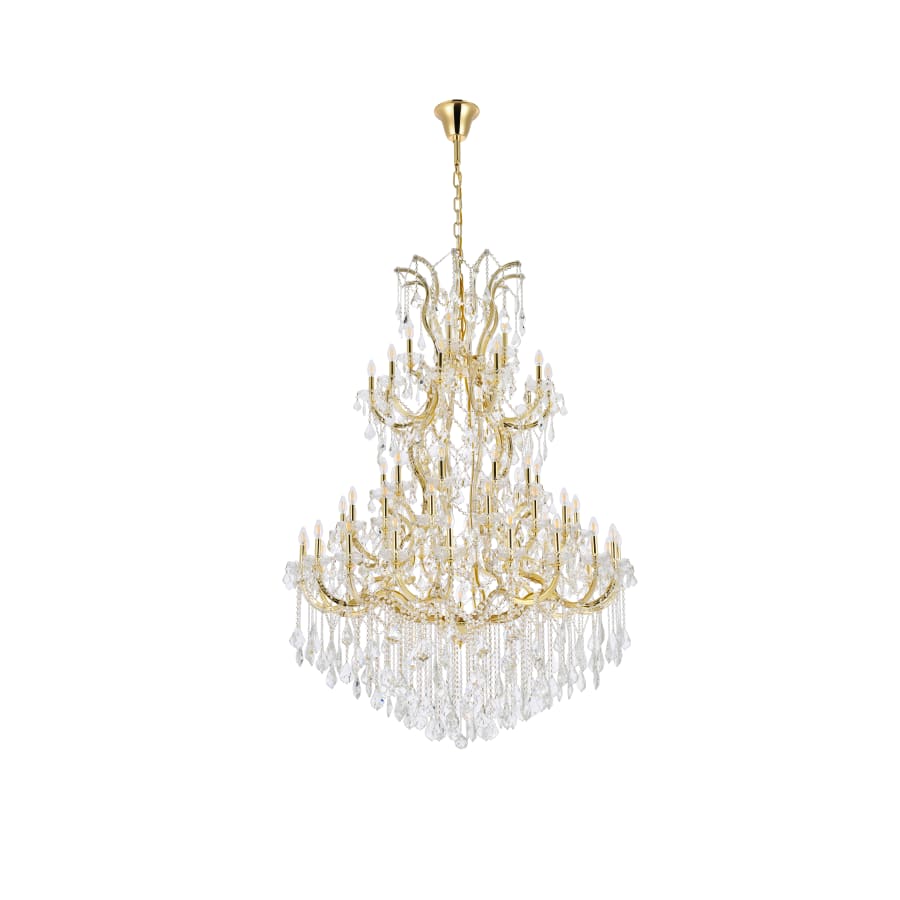 Elegant Lighting Maria Theresa 61 Light 54" Wide Crystal Chandelier with Golden Teak Royal Cut Crystals