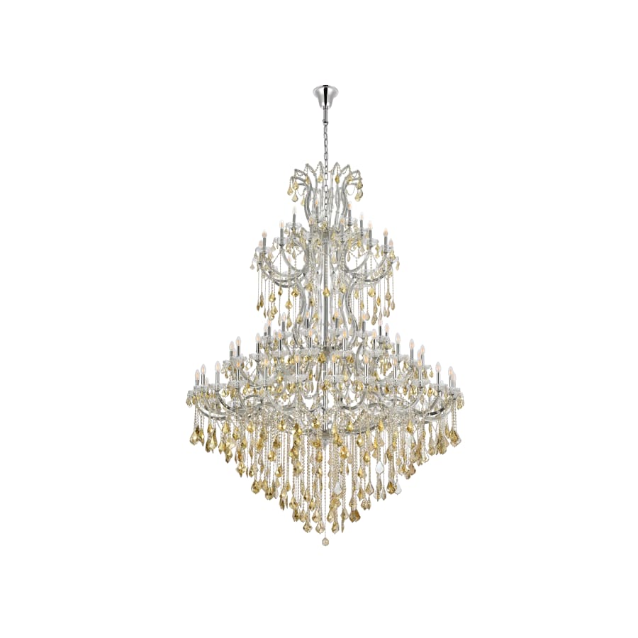 Elegant Lighting Maria Theresa 87 Light 72" Wide Crystal Chandelier with Golden Teak Royal Cut Crystals