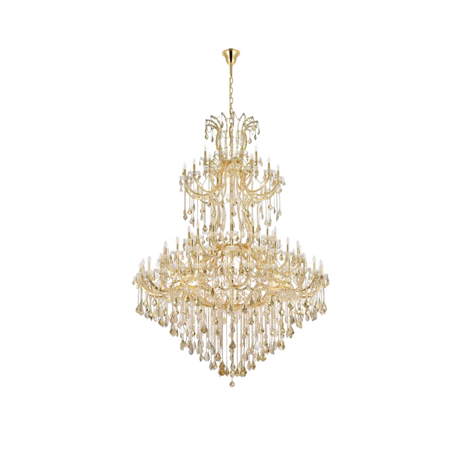 Elegant Lighting Maria Theresa 87 Light 72" Wide Crystal Chandelier with Golden Teak Royal Cut Crystals