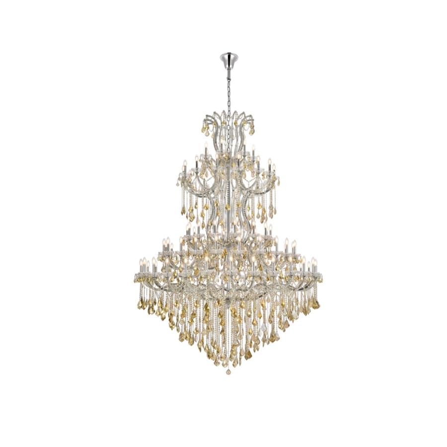 Elegant Lighting Maria Theresa 87 Light 72" Wide Crystal Chandelier with Golden Teak Royal Cut Crystals